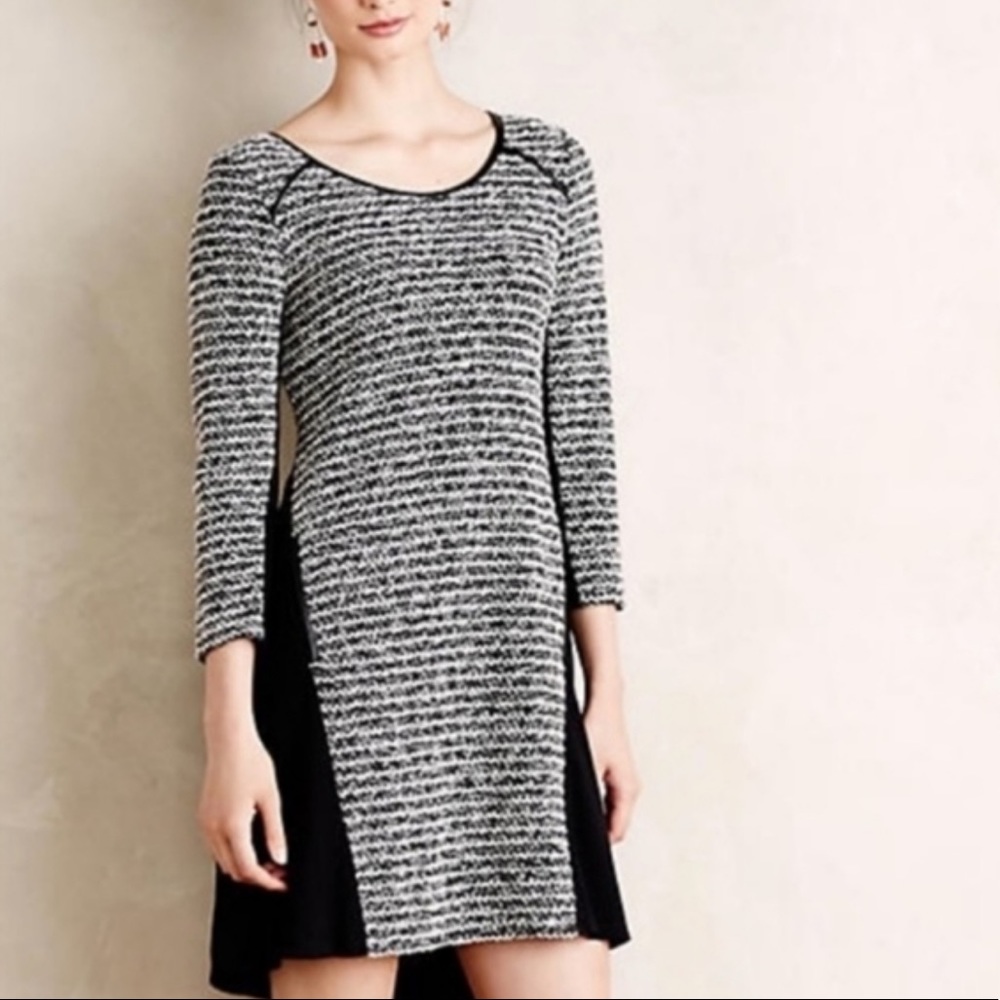Anthropologie Maeve Knit Faux Leather Trim Dress